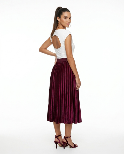 Falda Plisada Velvetin Vinotinto