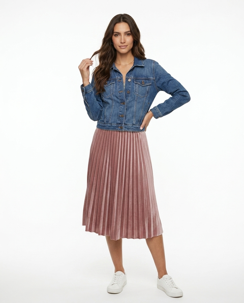 Falda Plisada Velvetin Palo de Rosa