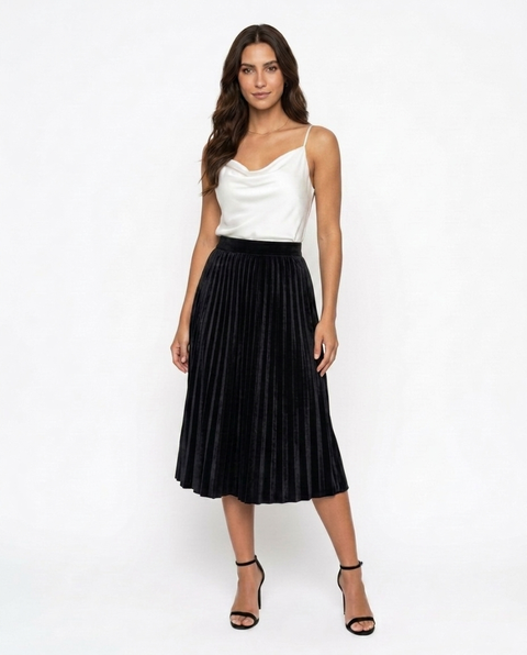 Falda Plisada Velvetin Negro