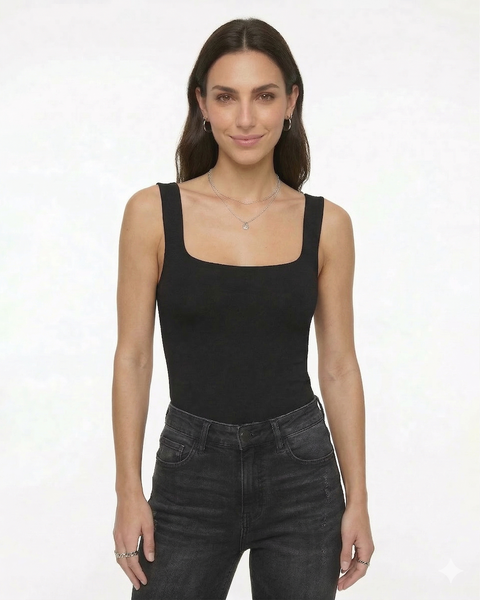 Body Escote Cuadrado Negro