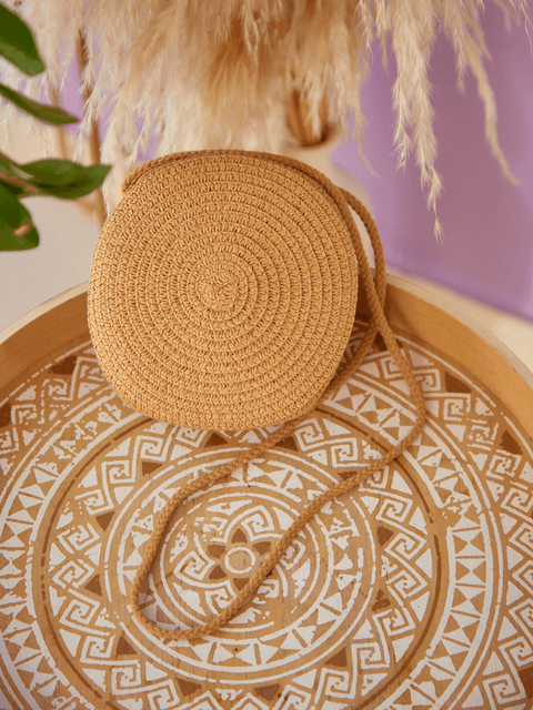 Bolso Mimbre Redondo Caqui
