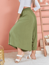 Pantalón Tipo Culotte con Pretina Ancha Verde Militar