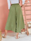 Pantalón Tipo Culotte con Pretina Ancha Verde Militar