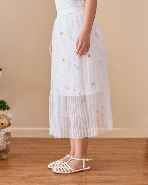 Falda Tull Bordada Beige