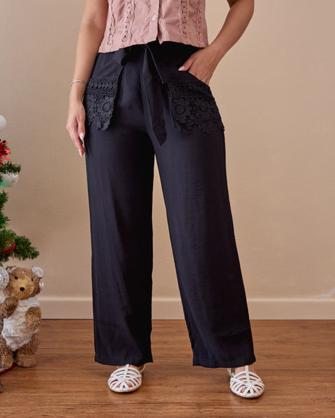 Pantalón Bolsillos Guipiur Negro