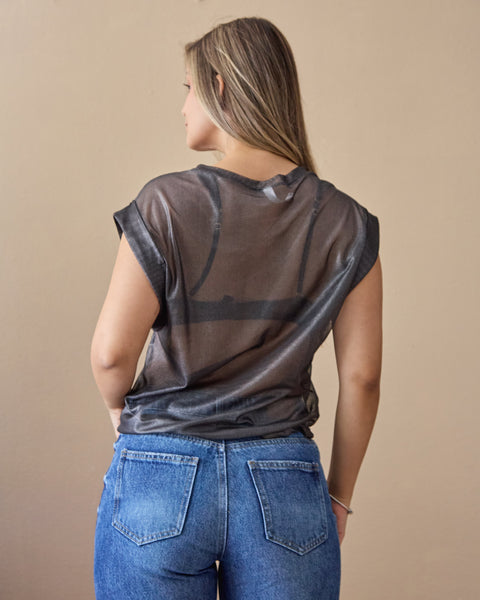 Camiseta Manga Sisa Malla Plata