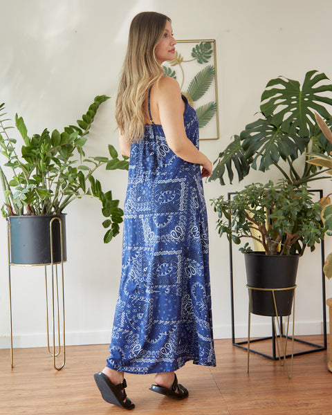 Maxi Vestido Bloques Tiras Pañuelo