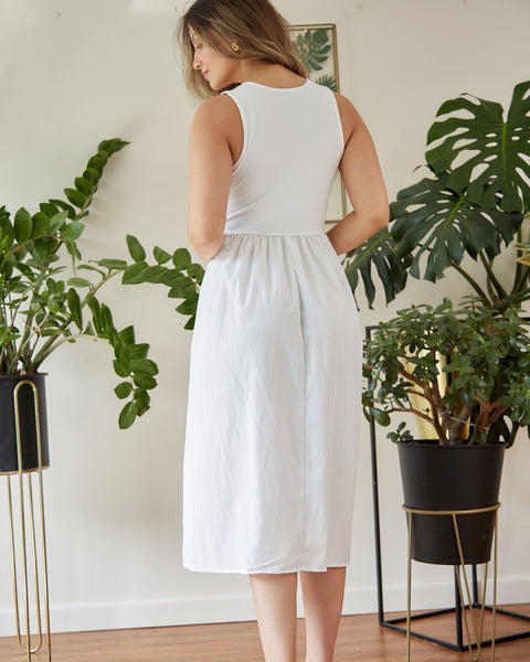 Vestido Midi Manga Sisa Beige