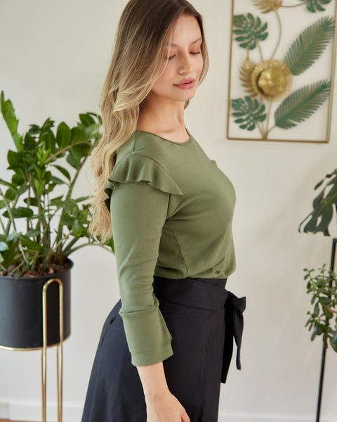 Blusa Manga 3/4 Boleros Verde Militar