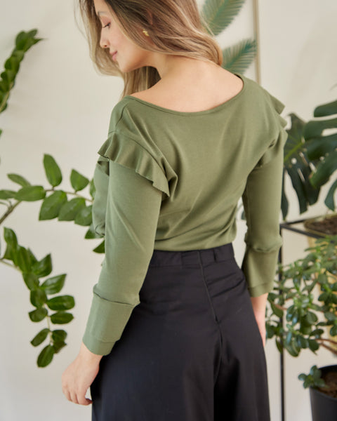 Blusa Manga 3/4 Boleros Verde Militar