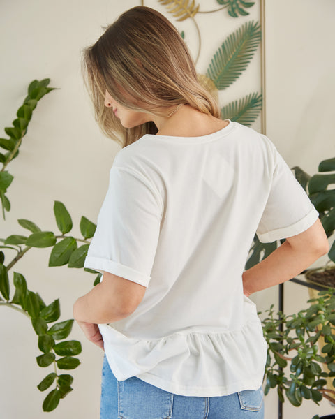 Camiseta Manga Corta Peplum Blanco