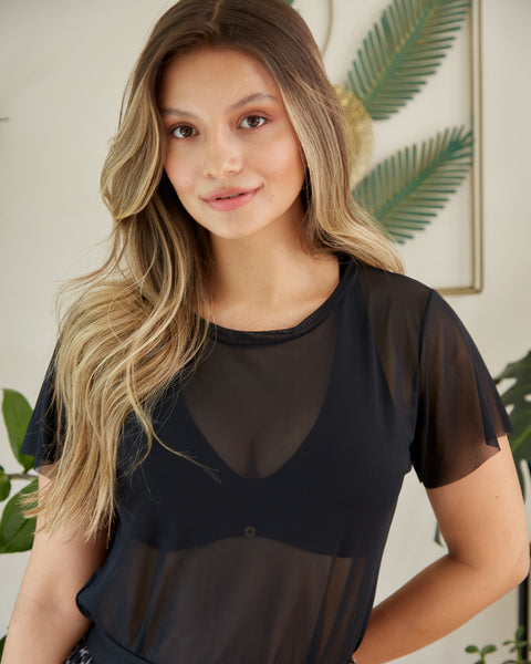 Camiseta Manga Corta en Mallatex Negra