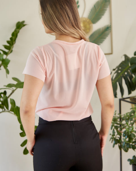 Camiseta Manga Corta en Malla Rosado