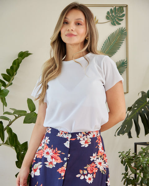 Camiseta Manga Corta en Malla Blanco
