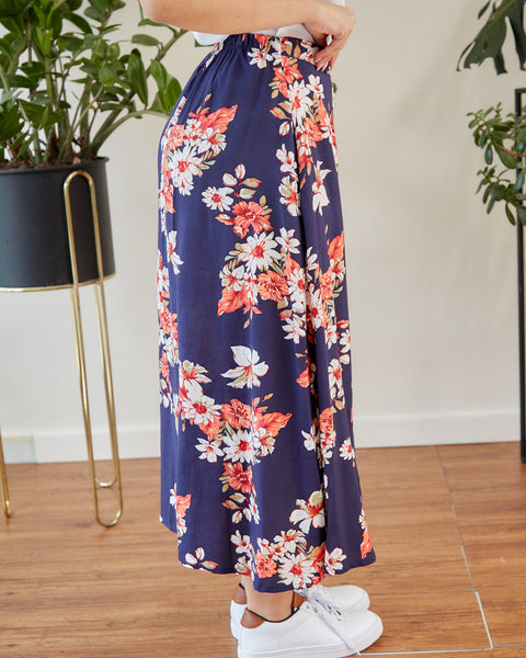 Falda Midi Corte A Flores
