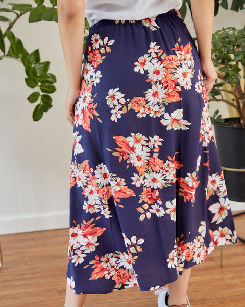 Falda Midi Corte A Flores