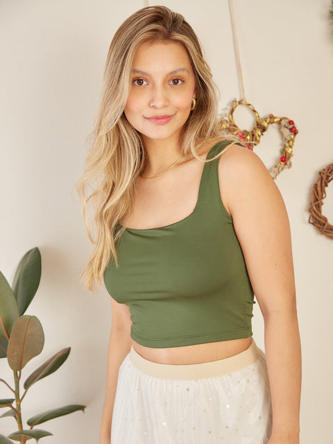 Crop Top Escote cuadrado 035 Verde Militar