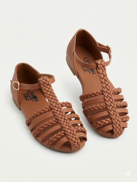 Sandalia Cangrejeras Trenza Miel