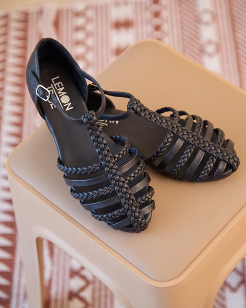 Sandalia Cangrejeras Trenza Negro