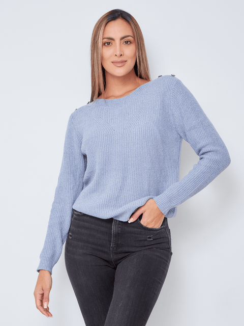 Buzo Lurex Botones Azul
