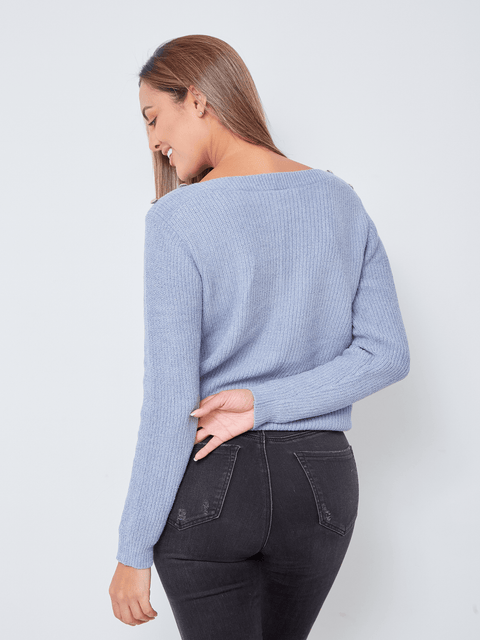 Buzo Lurex Botones Azul
