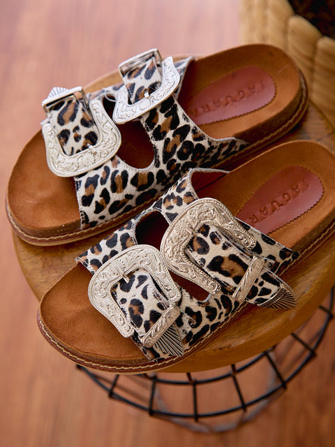 Sandalias Dos Hebillas Vaqueras Animal Print