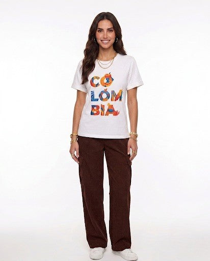 Camiseta Premium Colombia Aves Beige