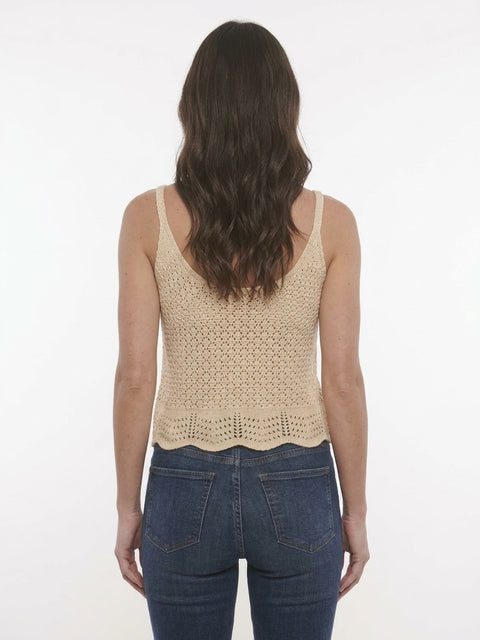 Blusa Tiras Bordada Crema
