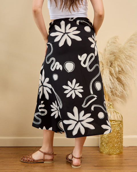 Falda Midi Corte A Negro