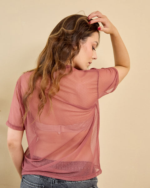 Camiseta Amplia Malla Ladrillo