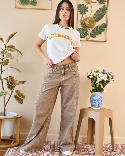 Camiseta Premium Colombia Beisbolera Beige
