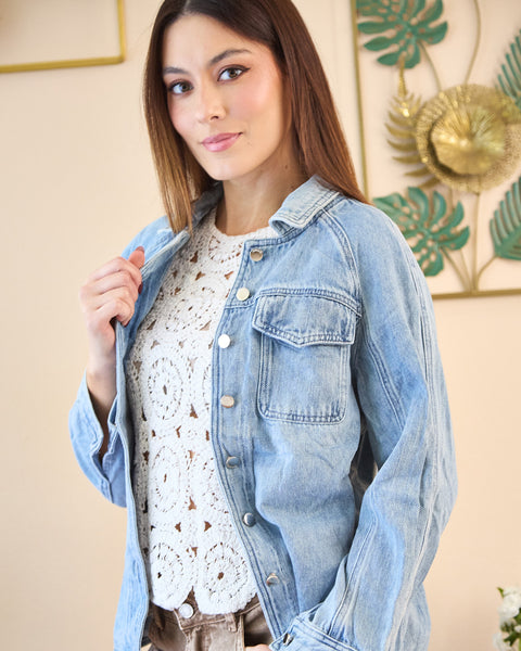 Chaqueta Denim Bolsillo Azul