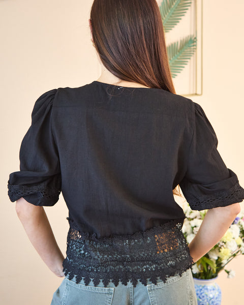 Blusa Guipiur Boho Negro