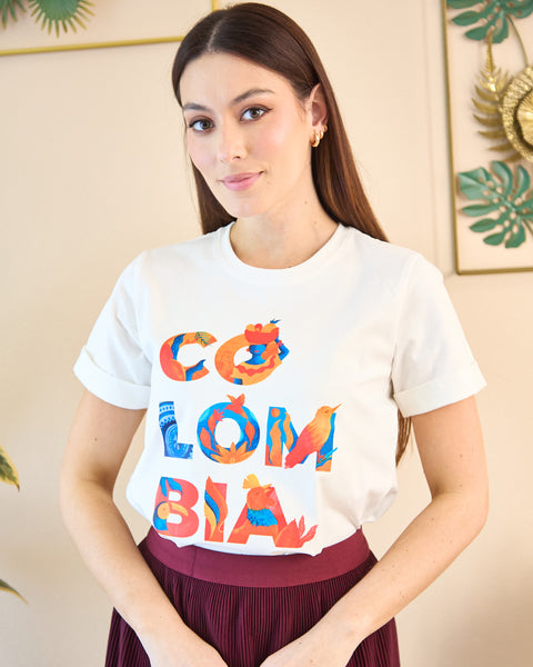 Camiseta Premium Colombia Aves Beige