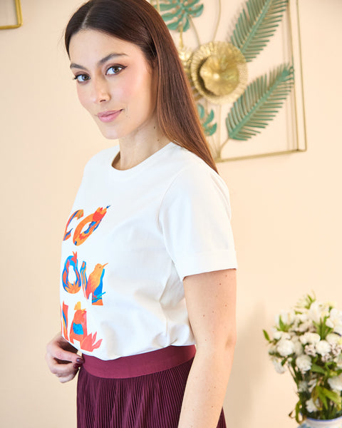 Camiseta Premium Colombia Aves Beige