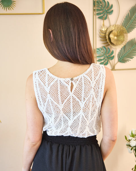 Blusa Tejida Manga Sisa Blanco