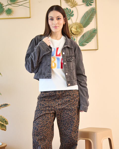 Chaqueta Denim Gris