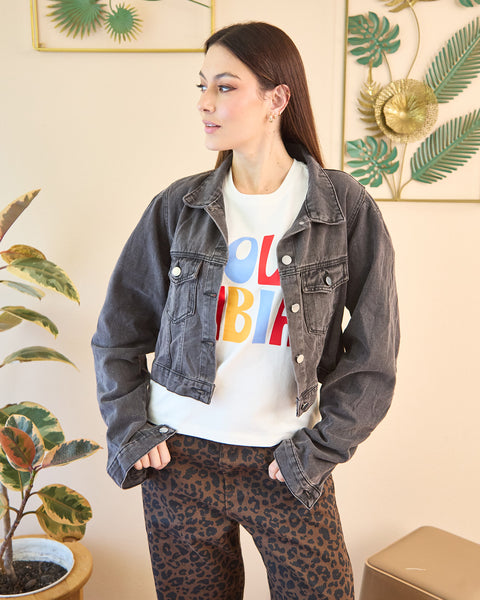 Chaqueta Denim Gris