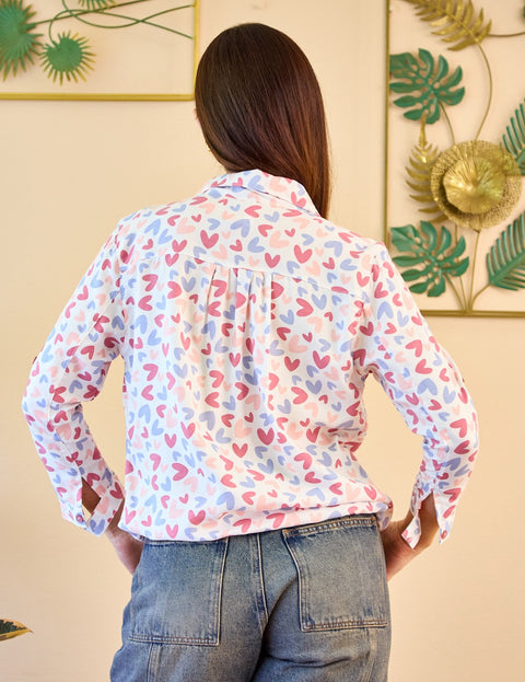 Camisa Manga Larga Con Charretera Corazones
