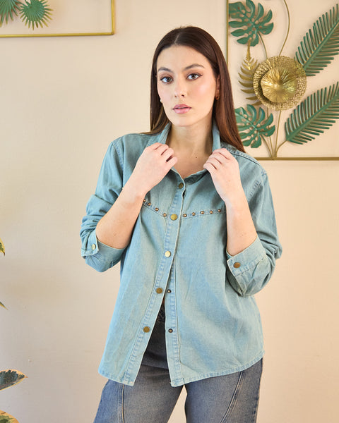 Camisa Denim Taches