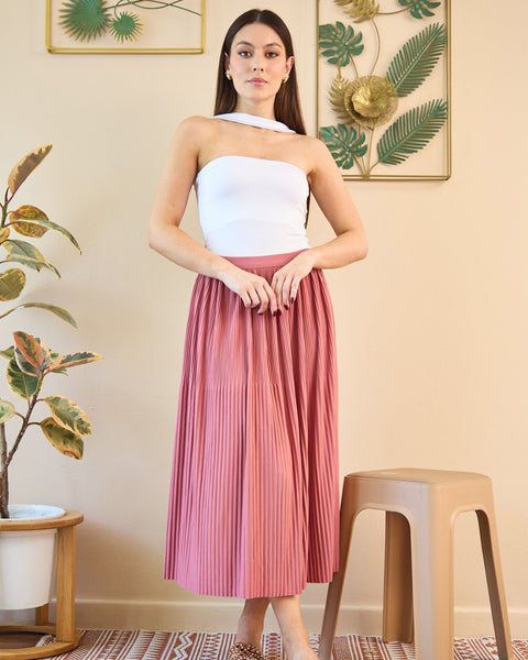 Falda Mini Plisados Rosado