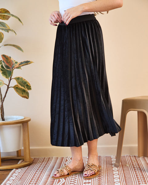 Falda Plisada Velvetin Negro