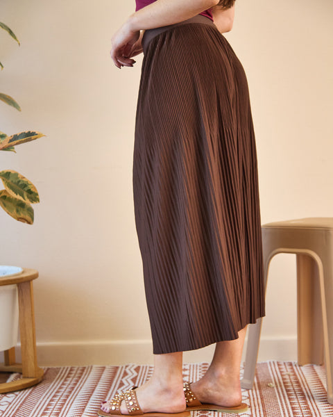 Falda Mini Plisados Café