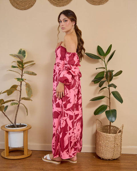 Vestido Off Shoulder Magenta