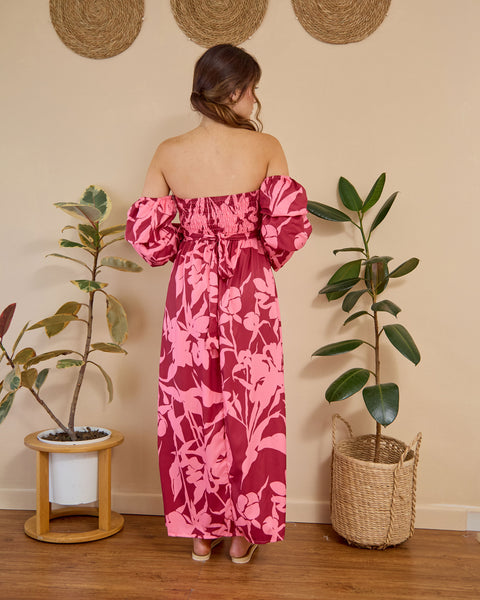 Vestido Off Shoulder Magenta