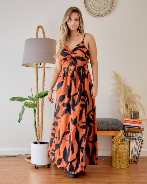 Vestido Escote Espalda Terracota