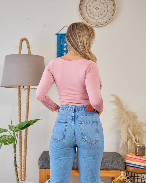 Body Manga Larga Palo de Rosa