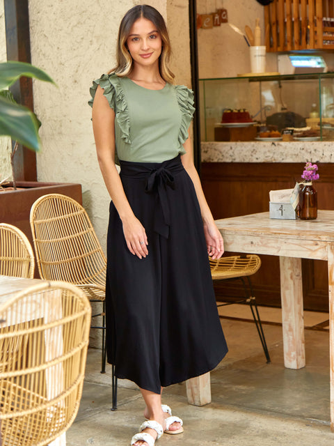 Blusa Manga Sisa con Boleros y Espalda Descubierta Verde
