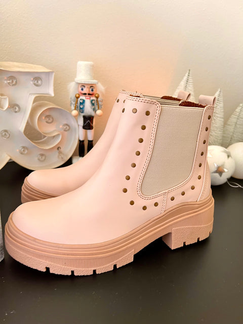 Botin Resorte Taches Rosado Claro